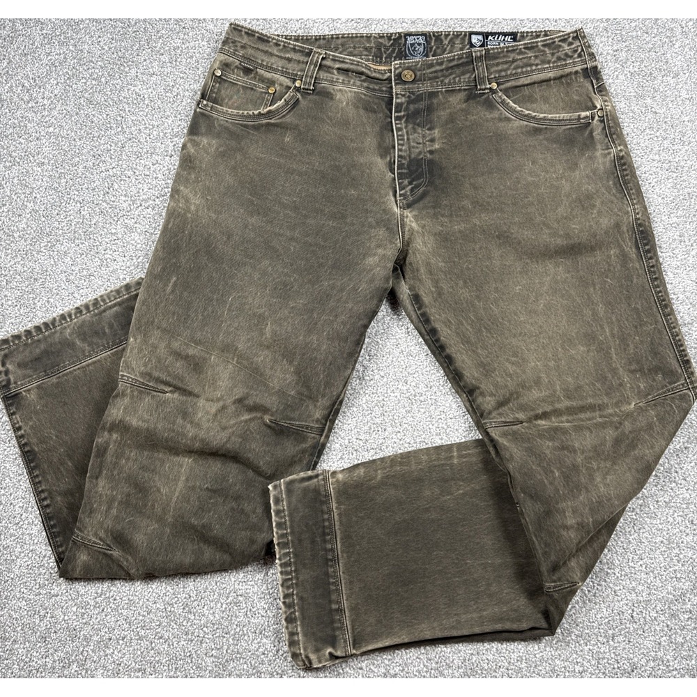 KUHL RYDR Vintage Patina Dye Pants Men's 38x32 Brown Outdoor Hiking Canvas